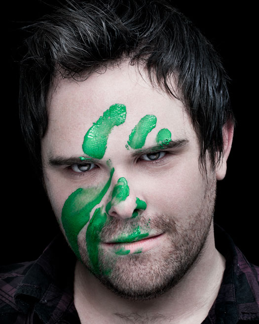 Luke COpping with green paint on his face